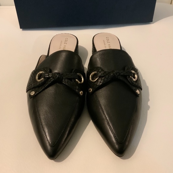 Cole Haan Emily Black Leather Mules Flats Sandals - Picture 12 of 12